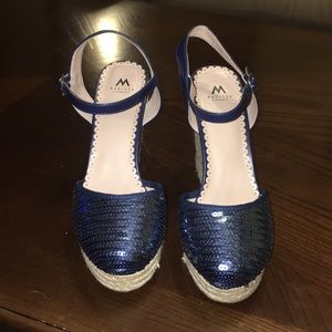 NWOT Navy Sequin Wedge Shoe Dazzle Heels